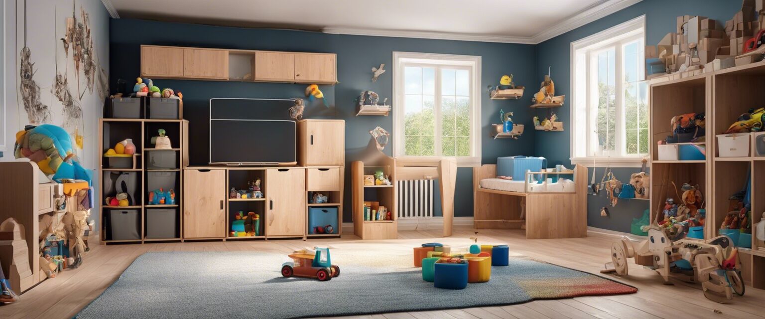 Playroom with organized toy storage